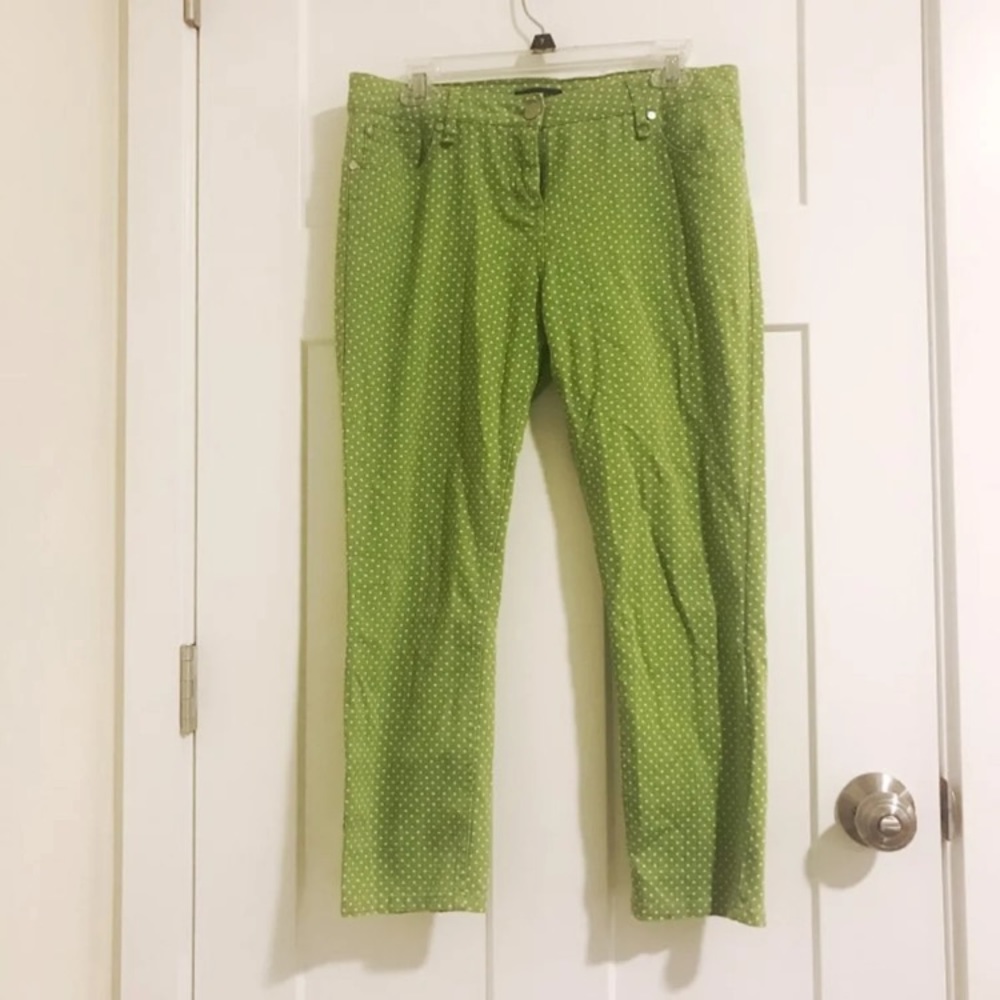Green White Polka Dot Capri Pants